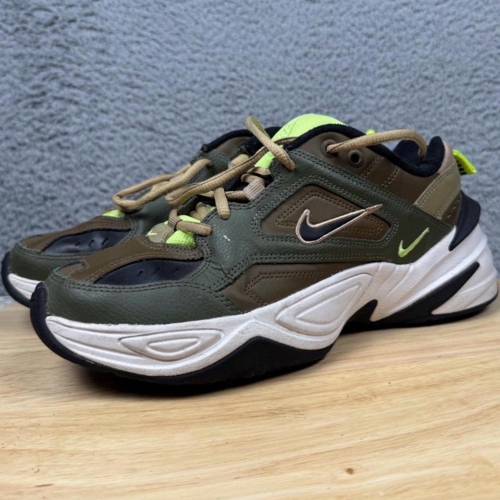 Nike M2K Tekno Olive Green Volt Chunky Dad Sneakers Women’s 7.5 Y2K Chunky
